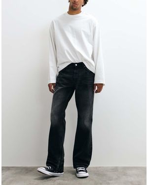 Weekday Jeans Bootcut Dritti A Vita Bassa Neri - Bianco