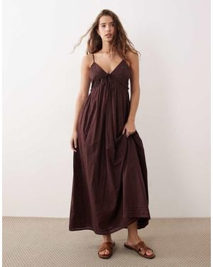 Miss Selfridge Embroidered Detail Cami Maxi Dress - Brown