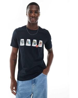 Paul Smith Regular Fit Cups Logo T-Shirt - Blue