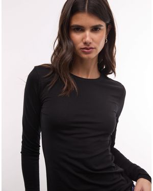 Weekday Slim Fit Long Sleeve T-Shirt - Black