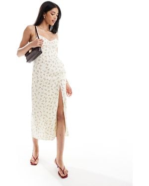 Bershka Cross Back Midaxi Slip Dress - White