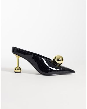 JW PEI Mules Negras Y Doradas Con Empeine En Ángulo Sofia De - Multicolor