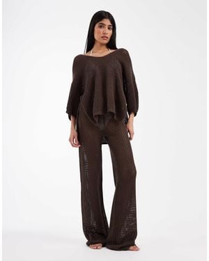 ASOS Beach Knit Trouser Co Ord - Brown