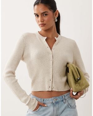 Abercrombie & Fitch Knitted Micro Cardigan - Natural