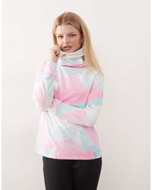 OOSC Camiseta Interior Para Mujer De Cuello Alto Con Estampado Efecto Acuarela De - Rosa