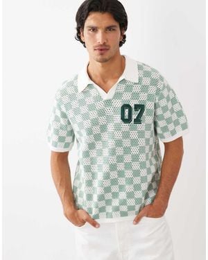 ASOS Relaxed Short Sleeve Knitted Notch Neck Polo With 07 Graphic - Multicolour