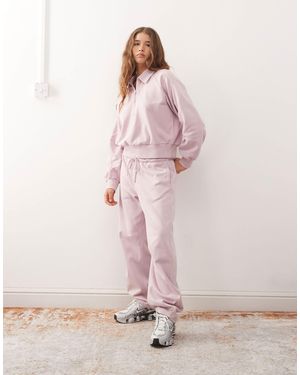 Monki Barrel Leg Joggers With Beige Piping Detail - Pink