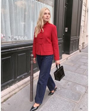 Vero Moda Short Mandarin Jacket With Pockets - Red