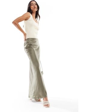 4th & Reckless Satin Column Maxi Skirt - White