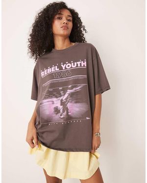 ASOS Oversized T-shirt With Rebel Graphic - Purple