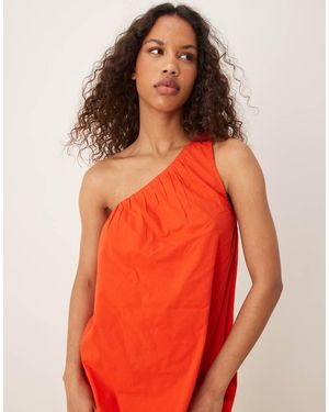 Nobody's Child One-shoulder Asymmetric Trapeze Midi Dress - Orange