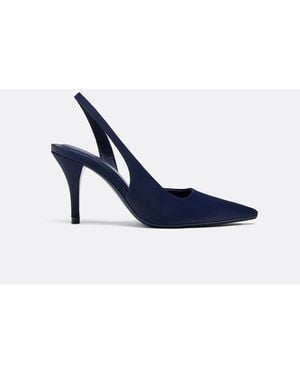 Stradivarius Satin Effect Heeled Shoes - Blue