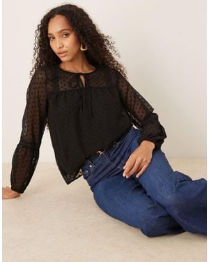 Vila Dobby Sleeve Blouse - Blue