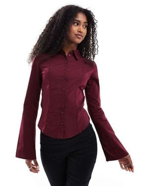 Bershka Fitted Shirt - Red