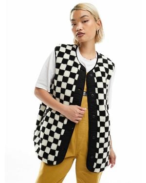 Vans Mason Reversible Borg Checkerboard Vest Jacket - White