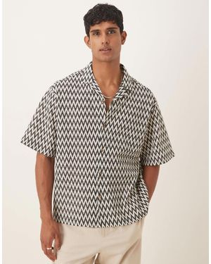 ASOS Chemise à revers oversize coupe carrée en maille au crochet - Gris