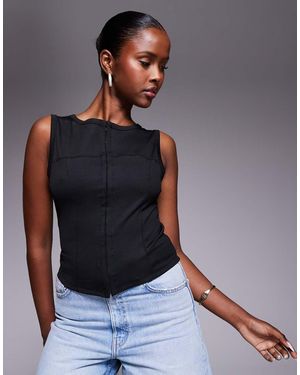 ASOS Mouwloze Top Met Knopen - Blauw