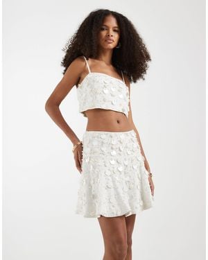 ASOS Embellished Flippy Co-ord Mini Skirt - White