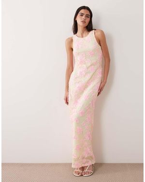 Vila Floral Embroidered Maxi Dress - Pink