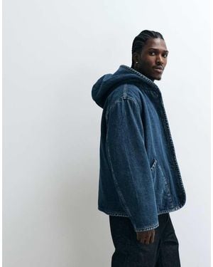 Levi's Oversized Deck Hooded Denim Sherpa Jacket - Blue