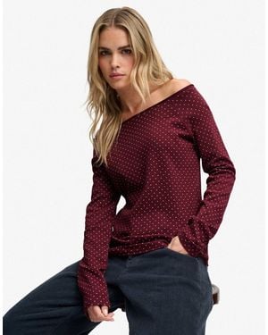 Superdry Bardot-top mit schulterfreiem ausschnitt - Rot