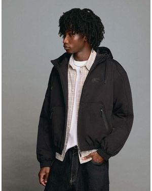 Bershka Technical Hooded Jacket - Black