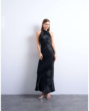 TOPSHOP High Neck Cowl Maxi Dress - White