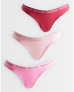 Juicy Couture 3er-pack slips mit logo-bund und bogenkantensaum - Pink