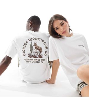 Dickies T-Shirt Bianca Con Grafica Con Coyote Sul Retro - Bianco