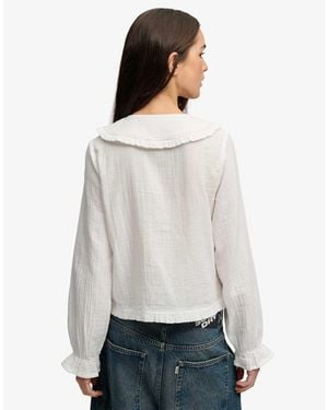 Superdry Oberteil mit kragen und langen ärmeln - Weiß