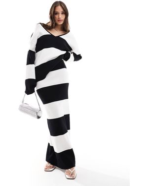 4th & Reckless Jupe d'ensemble rayée longue en maille - noir et blanc