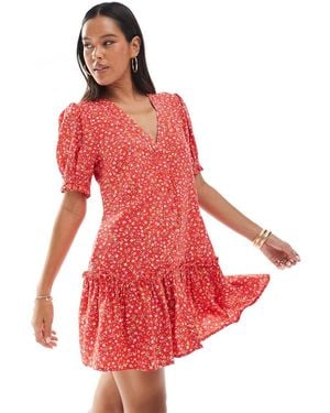 Miss Selfridge Printed Spun Smock Dress - Red