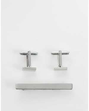 ASOS Tie Bar And Cufflink Set - Gray