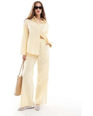 Daisy Street Pantaloni Dritti Gialli A Righe A Vita Bassa - Neutro