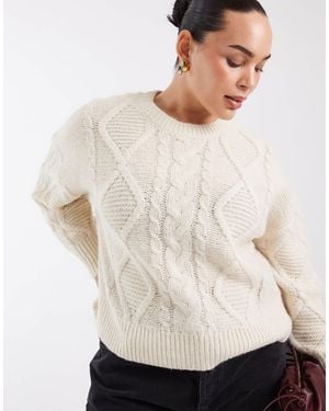 Vero Moda Grob gestrickter zopfmuster-pullover - Weiß