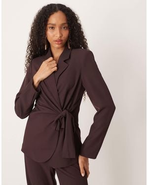 Aware Tie Side Tailored Blazer Co-ord - Purple