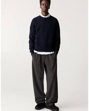 Pull&Bear Pantalones De Sastre Grises A Rayas De - Azul