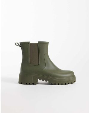 London Rebel Botas De Agua Chelsea Gruesas Phoebe En - Verde