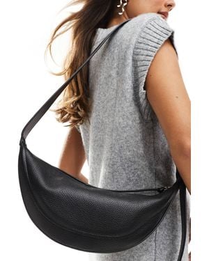 & Other Stories Leather Half Moon Cross Body Bag - Black