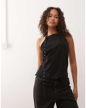 Weekday Backless Halter Neck Top With Eyelet Strap Detail - Black