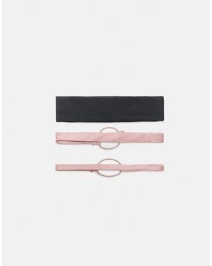 Stradivarius Set Van 3 Elastische Sportieve Faux-Fur Haarbanden - Wit