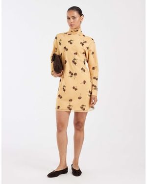 ASOS Chiffon Mini Dress With Batwing Sleeve - Natural