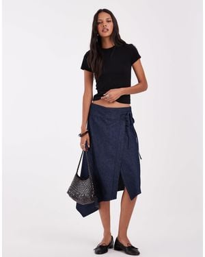 ASOS Denim Asymmetric Wrap Skirt - Blue