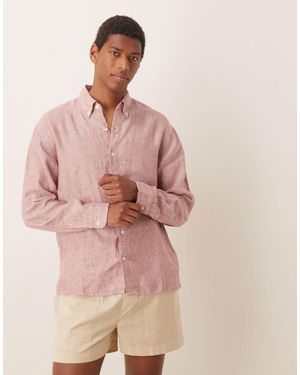 Abercrombie & Fitch – hemd aus strukturiertem leinen - Pink