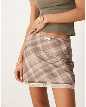 ASOS Mini Skirt With Lace Trim - Brown