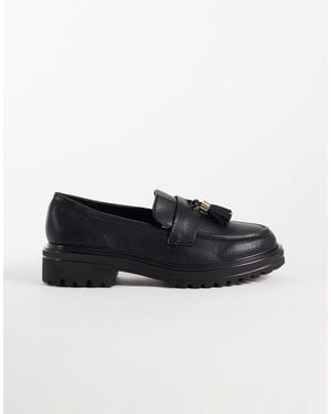 SEQWL Wide Fit Jeep chunky-loafer mit bommel - Schwarz