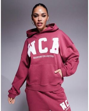 ASOS Weekend Collective Hoodie Co-Ord With Varsity Logo - Pink