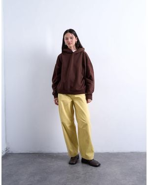 TOPSHOP Corduroy High Rise Barrel Leg Pants - Yellow