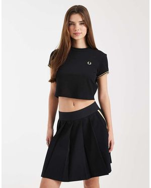 Fred Perry Minifalda Negra Plisada De Estilo Tenista Con Detalle De Cinta Y Logo De (Parte De Un Conjunto) - Negro
