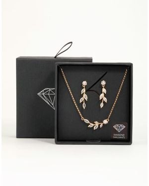 Lovisa Set De Collar Y Pendientes Dorados Con Diseño De Rama De Olivo - Negro
